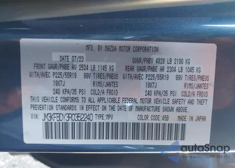 2024 Mazda Cx-5 2.5 Turbo Premium z USA, uszkodzony, nr VIN JM3KFBDY3R0352240